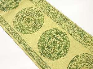 丸文に花葉模様織出し名古屋帯